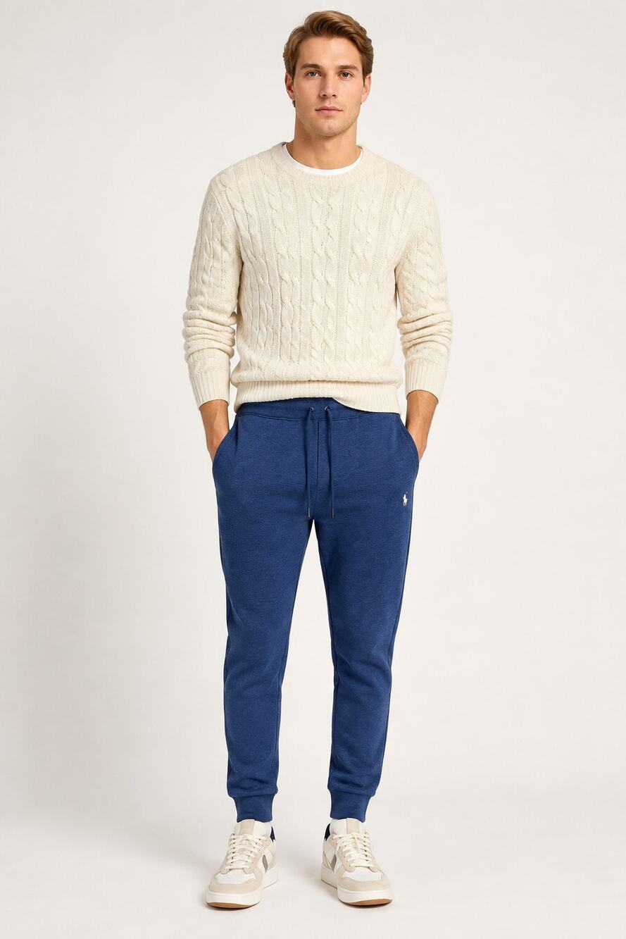 Polo Ralph Lauren Double Knit Jogger Sweatpants Blue Heather Fleece Mens Large